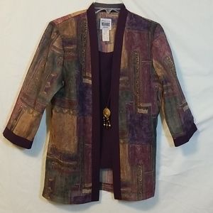 R&M Richards Petite 3 in 1 Blouse Necklace Combo